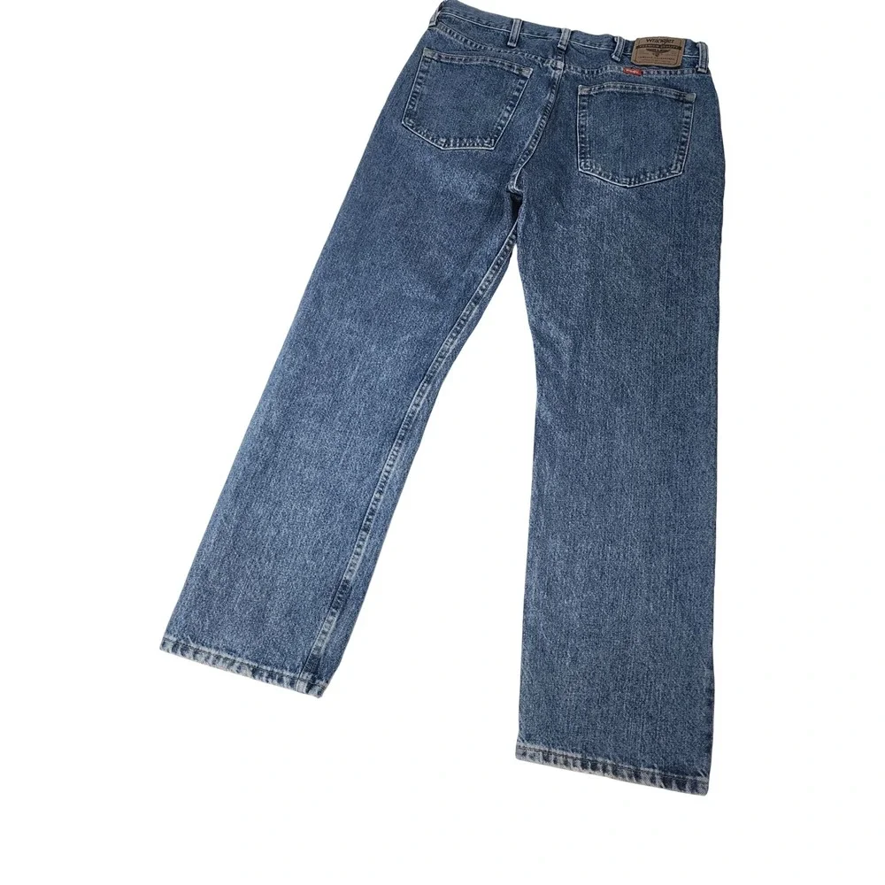 Wrangler Mens Regular Fit Straight Leg Jeans Medium Wash Blue 34x30 96501DS